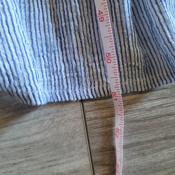 Ralph Lauren Light Blue and White Cotton Pinstripe Sleeveless Prairie Maxi Dress - Picture 8 of 9